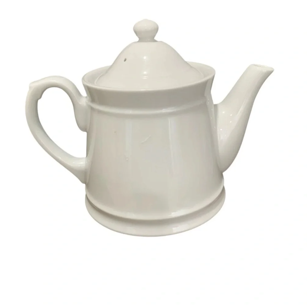 Williams Sonoma BRASSERIE White Teapot? Creamer? Glossy Finish 6”‎ Tall Japan